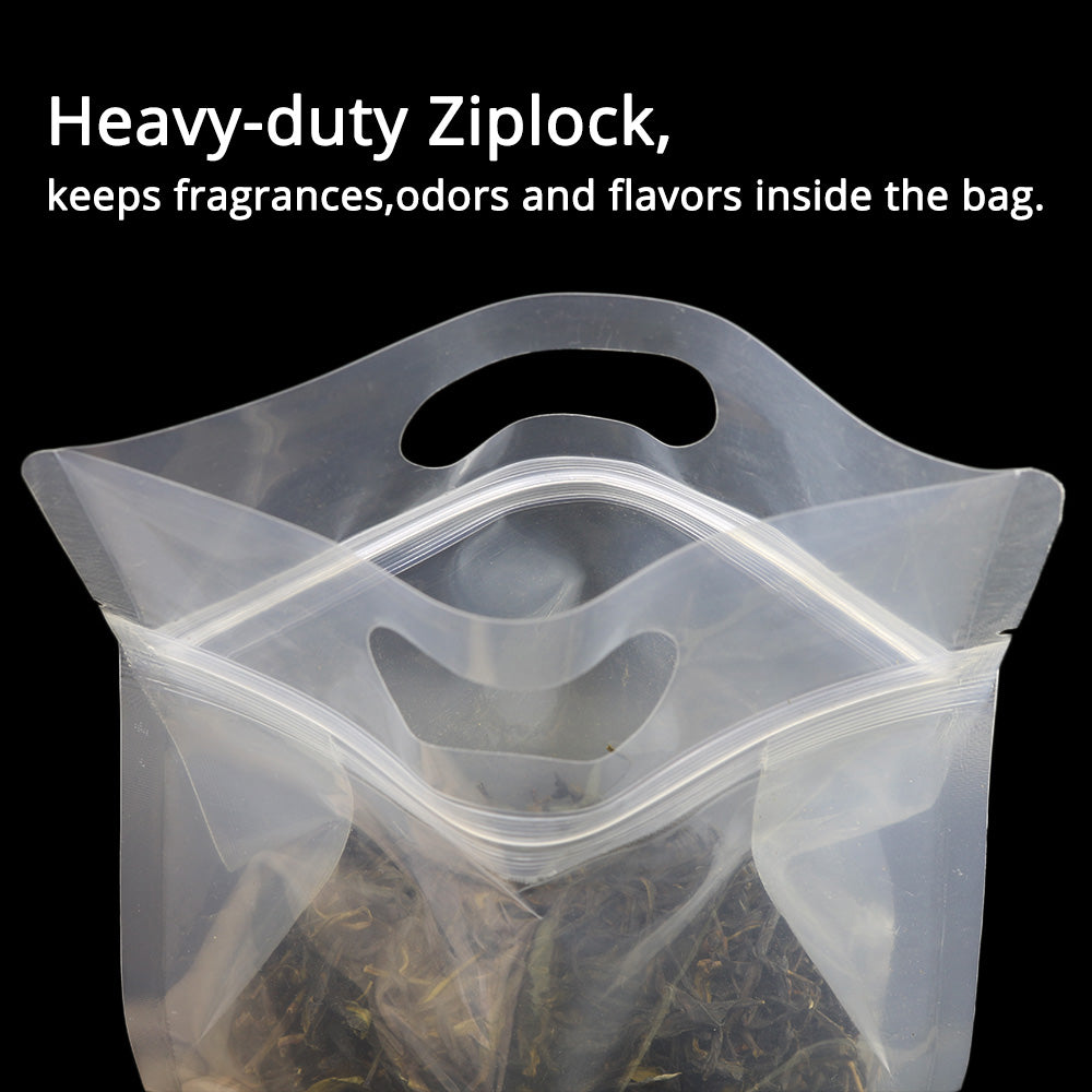 50Pcs/Pack Glossy Clear Stand Up Eco Bag Cereal Wheat Coffee Rice Storage Smellproof Plastic Mylar Ziplock Bag