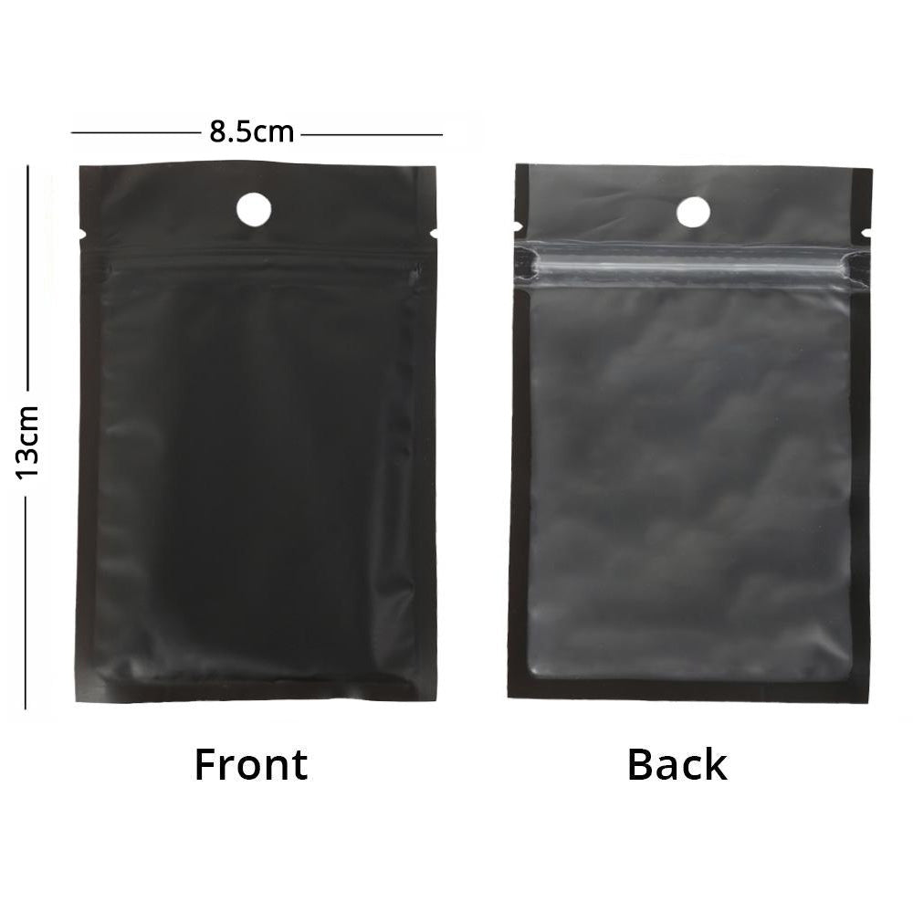 Recyclable Matte Tear Notch Clear Black/White Heat Seal Flat Zip Lock Pouch Bag With Hanging Hole