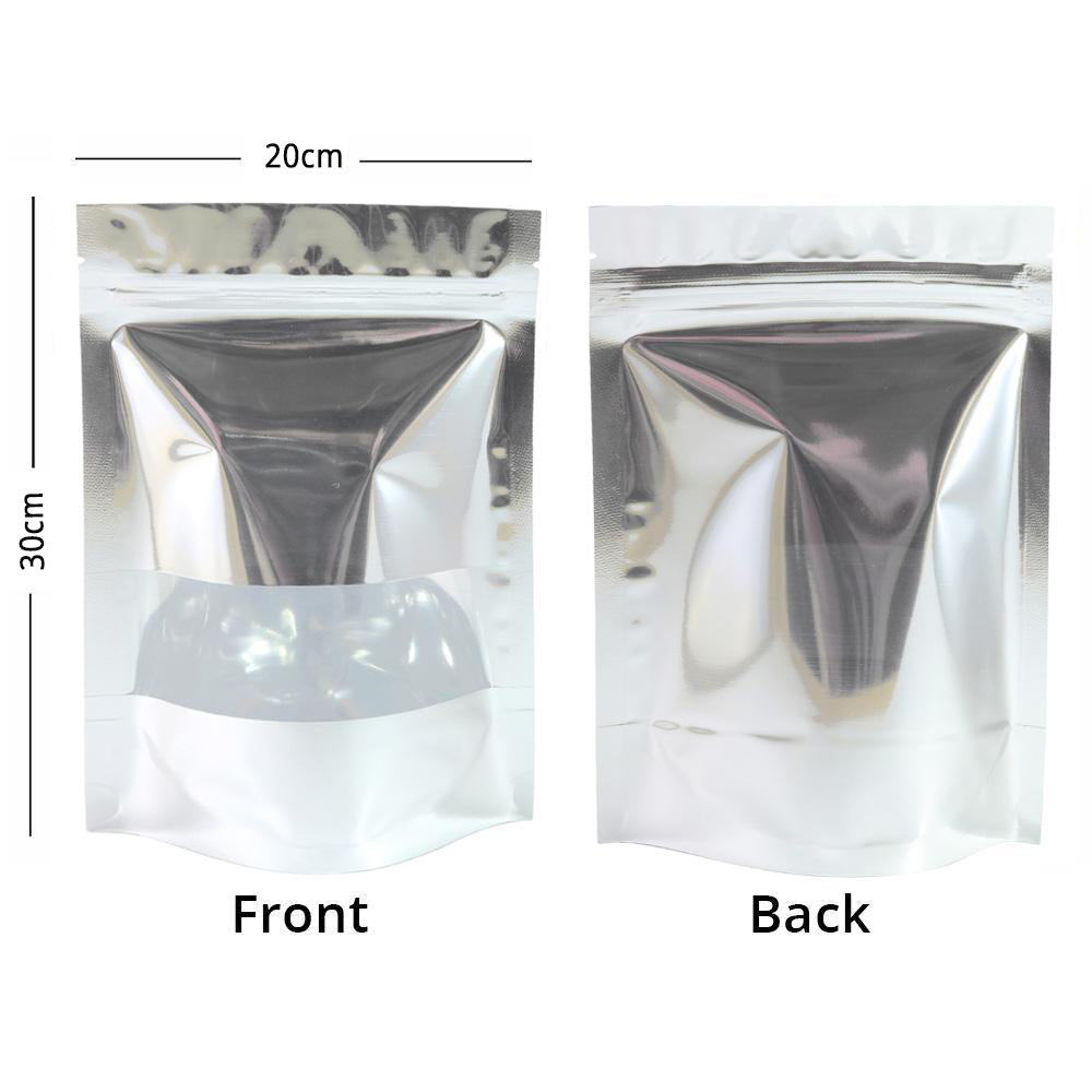 Glossy Multisizes Custom Metallic Foil Bag Recyclable Stand Up With Clear Window Household Kitchen Zip Lock Pouch