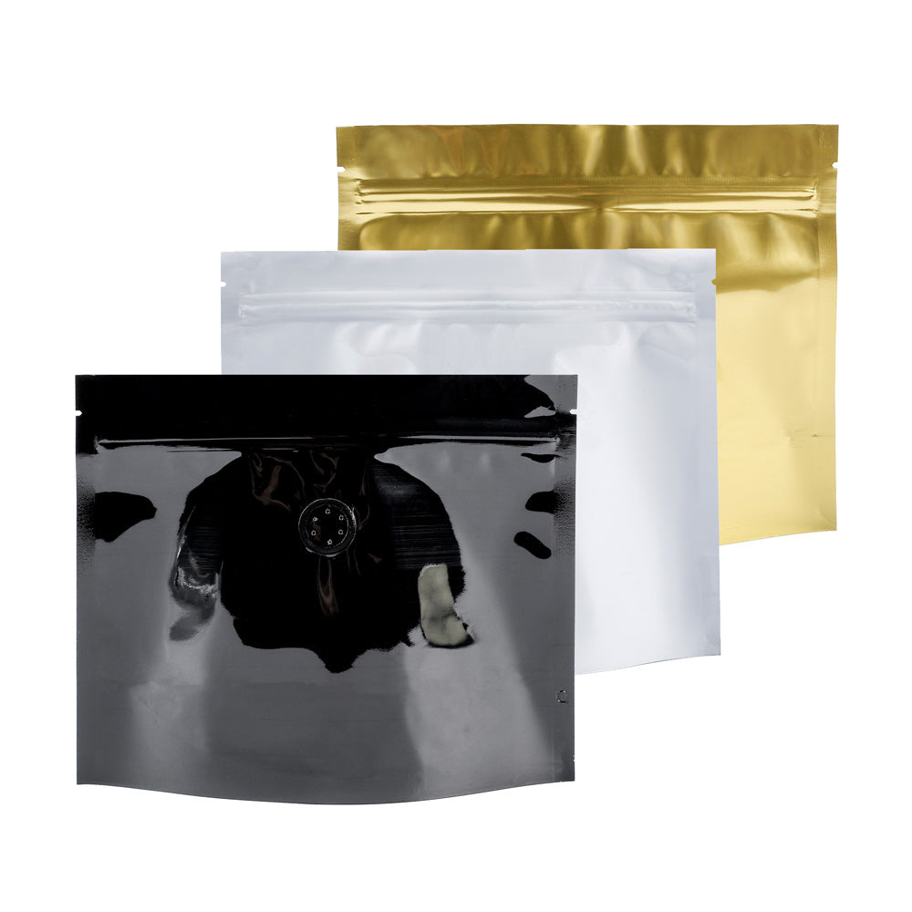 21x17cm Glossy Variouscolor Stand Up Packaging Bag Metallic Foil Mylar Eco Reusable Zip Lock With Valve Storage Pouch