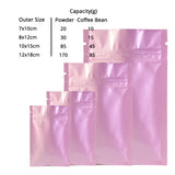 Various Sizes Thick Glossy Pink Reclosable Foil Mylar Tear Notch Zip Lock Flat Pouch Gift Storage Bag