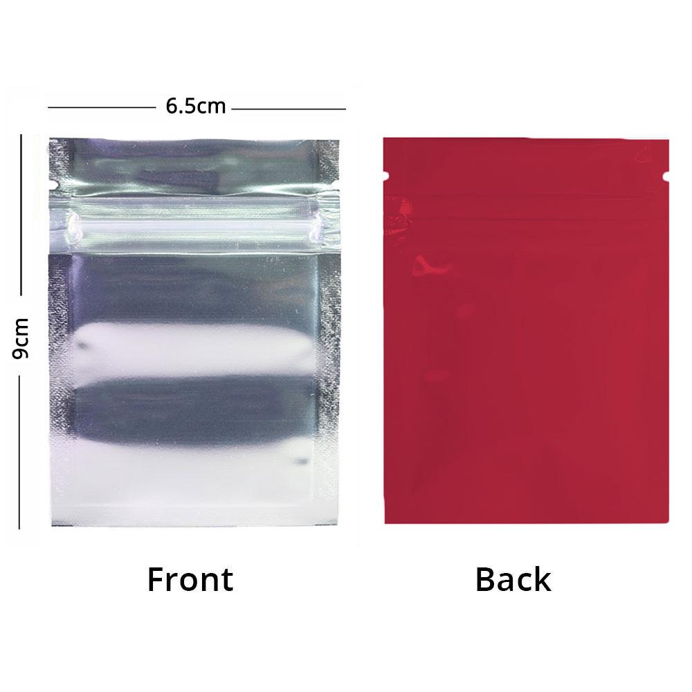 6.5x9cm Various Colors Small Zip Lock Bag Glossy Candy Flat Tear Notch Clear Front Herb Package Storage Pouch