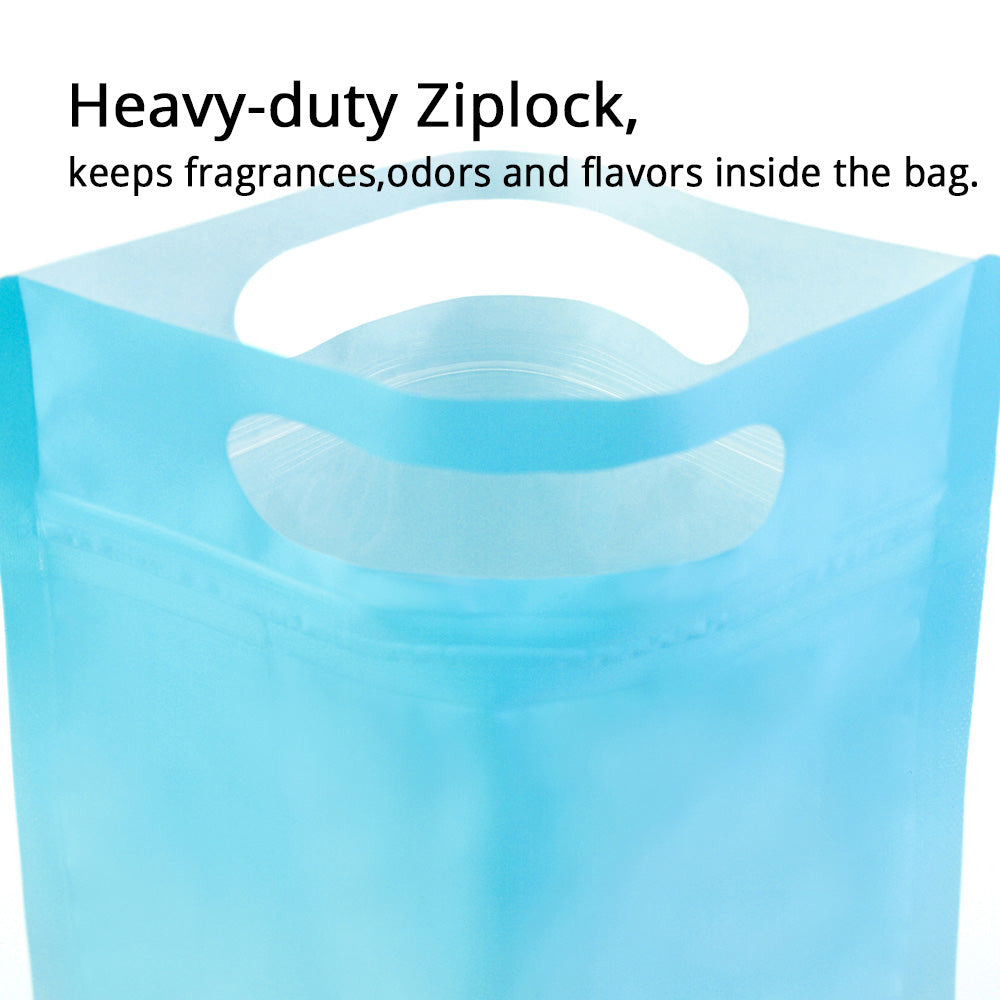 50Pcs/Pack Matte Varioucolors Kraft Paper Eco With Handle Stand Up Bag Wheat Cereal Coffee Bean Storage Reclosable Zip Lock Bag