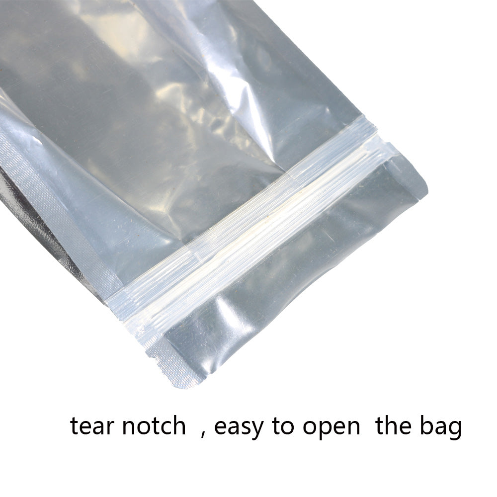 Transparent Silver Glossy Metallic Foil Plastic Mylar Stand Up Bag Sustainable Use Storage Food Zip Lock Pouch