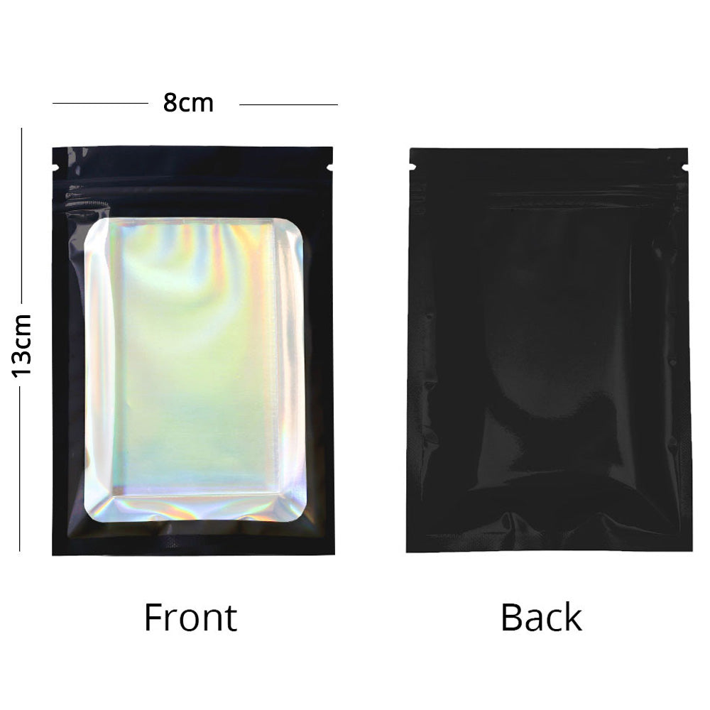 Glossy Plastic Seal Packaging Bag With Clear Window And Tear Notch Foil Flat Bottom Jewelry Travel Sample Storage Zipper Pouch