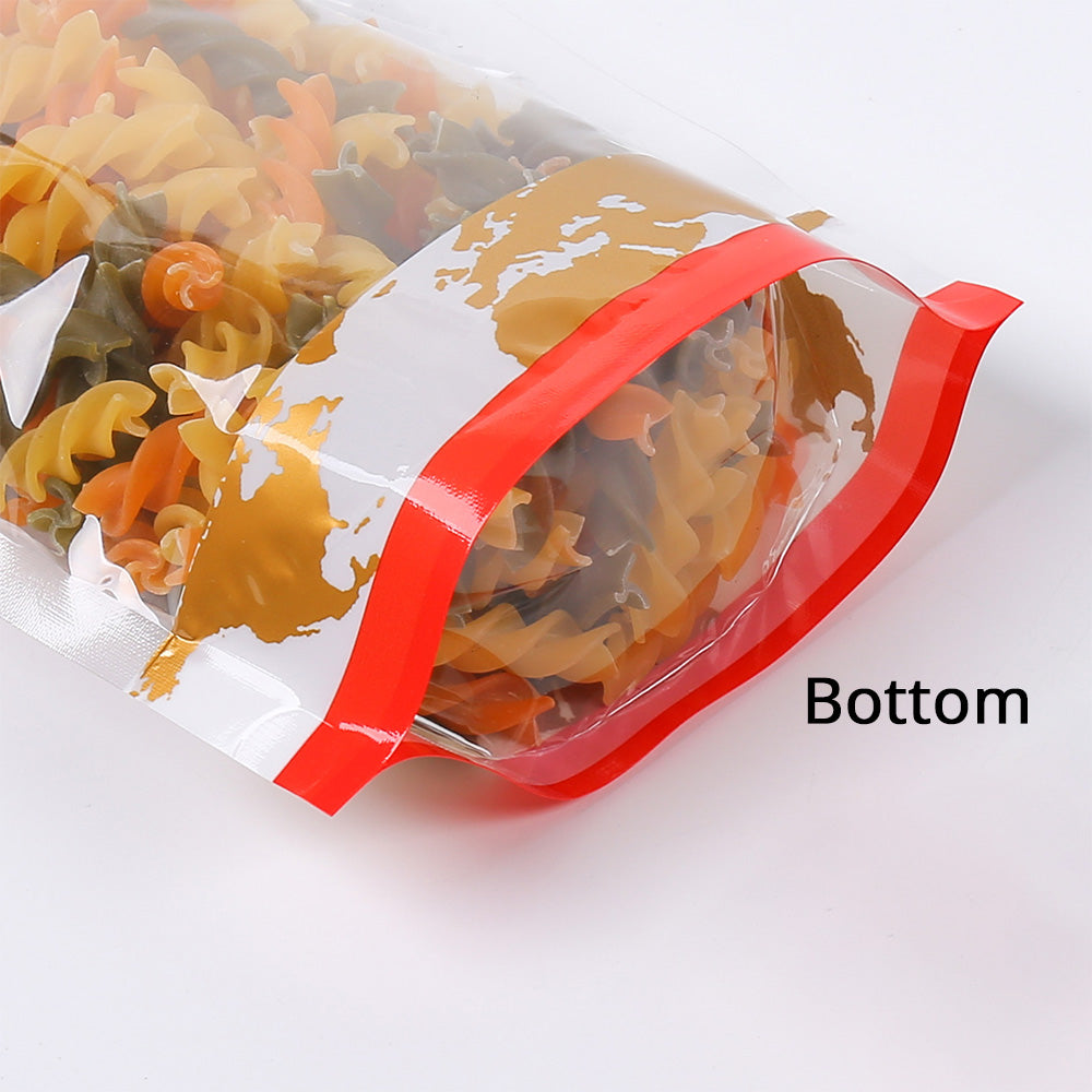 Custom Clear Plastic Mylar Bag W/Print And Tear Notch Glossy Storage Organizer Packaging Zipper Pouch Eco Stand Up Sachet