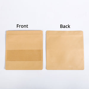 High Quality Custom Kraft Paper Sealed Bag Flat Bottom With Clear Window Eco Recyclable Zip Lock Storage Packaging Pouch