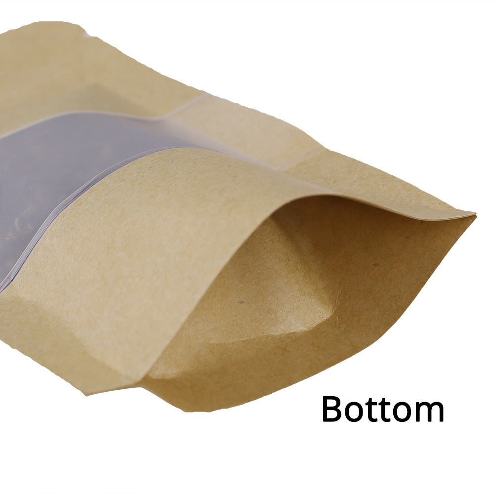 Custom Printed:High Quality Matte Variou Sizes Kraft Paper Bag Mylar Eco Recyclable Stand Up With Window Zip Lock Storage Pouch