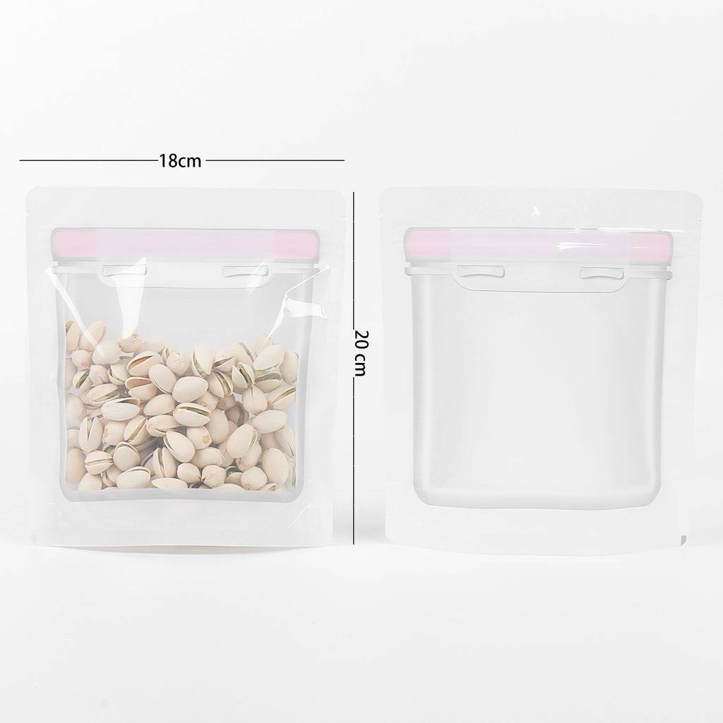 Custom Printed: Glossy Clear Plastic Mylar Stand Up Packaging Bag Snack Candy Dry Fruit Food Storage Reusable Zipper Pouch