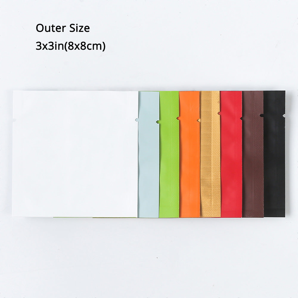 8x8cm Reusable Heat Sealing Smell Proof Tear Notch Pouch Various Colors Aluminum Foil Mylar Storage Bag