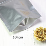 Custom Glossy Silver Aluminium Foil Packaging Reusable Zip Lock Bag Candy Snack Stand Up Storage Sample Pouch