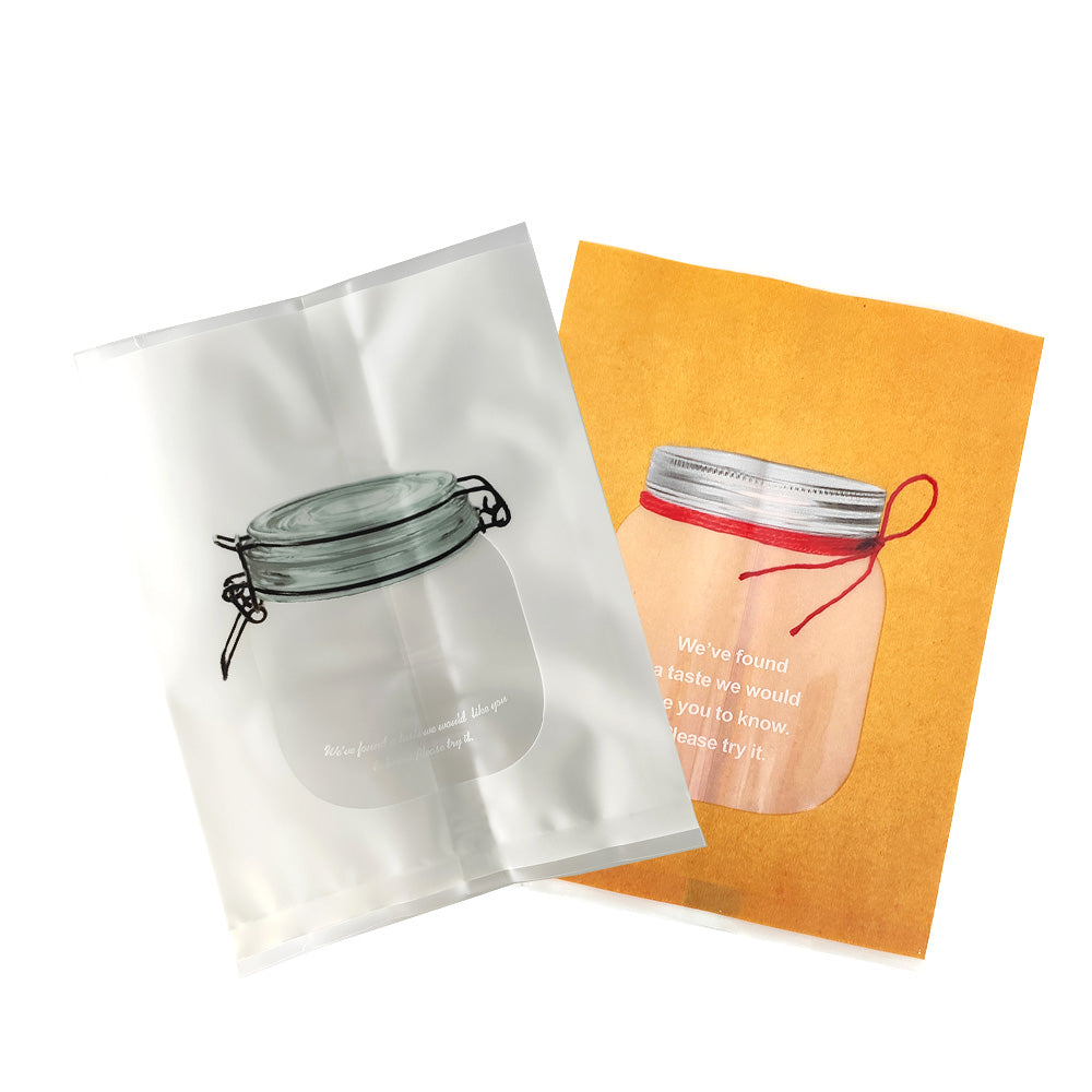 Plastic Bags Jar Printing Vacuum Seal Heat Seal Package Bags Flat Tear Notch Matte PP Mylar Storage Pouches w/Window