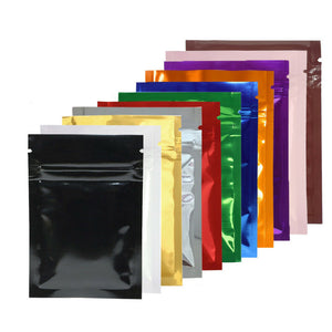 Small Glossy Colors Flat Gift Zip Lock Packing Bag Heat Sealing Foil Mylar Food Pouch