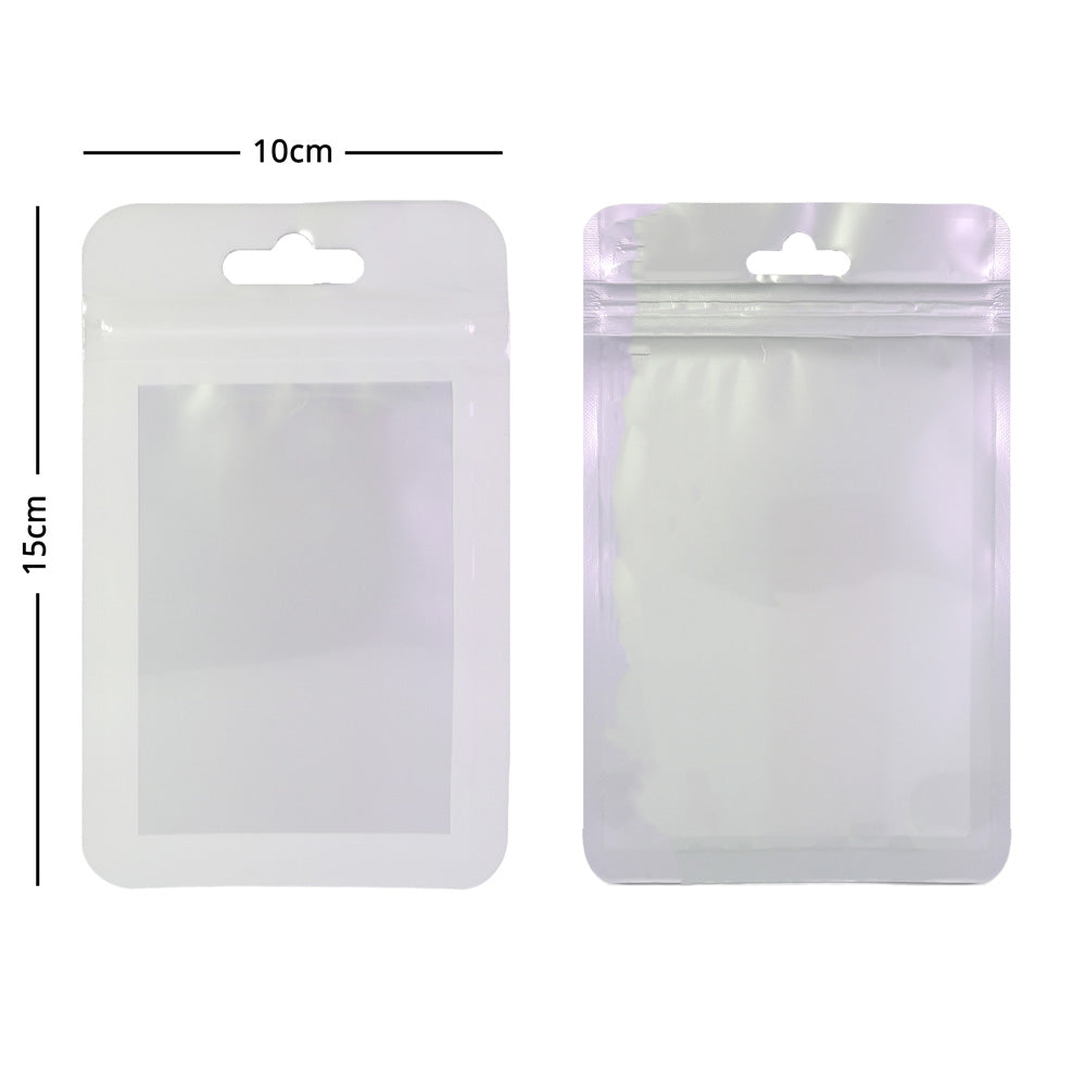 Different Sizes Black White Framed Clear Front Mylar Flat Zipper Bag with Euro Slot For Phone Accessories
