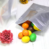 Custom Glossy Silver Aluminium Foil Packaging Reusable Zip Lock Bag Candy Snack Stand Up Storage Sample Pouch
