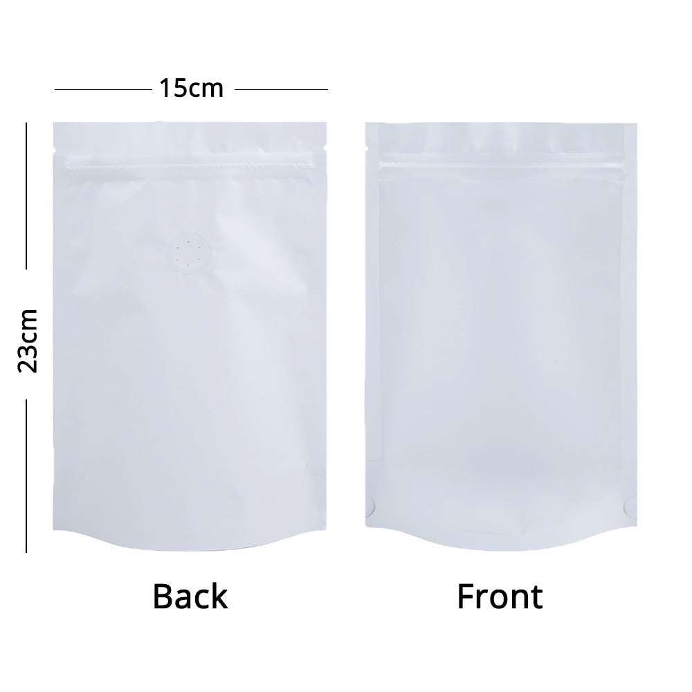 15x23cm Custom Matte Valve Ziplock Doypack Frosted Metallic Foil Plastic Storage Packaging Stand Up Recyclable Eco Bag With Tear Notch