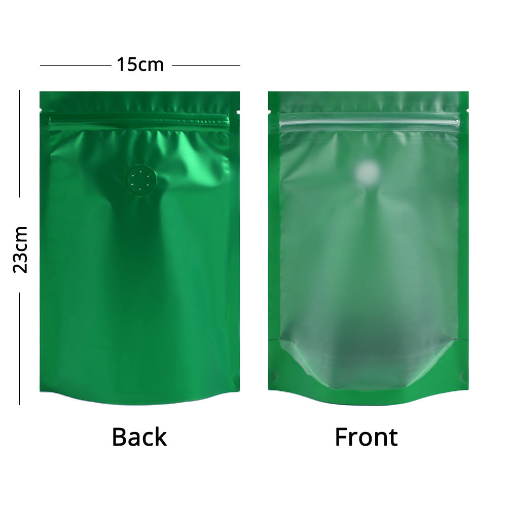 15x23cm Custom Matte Valve Ziplock Doypack Frosted Metallic Foil Plastic Storage Packaging Stand Up Recyclable Eco Bag With Tear Notch