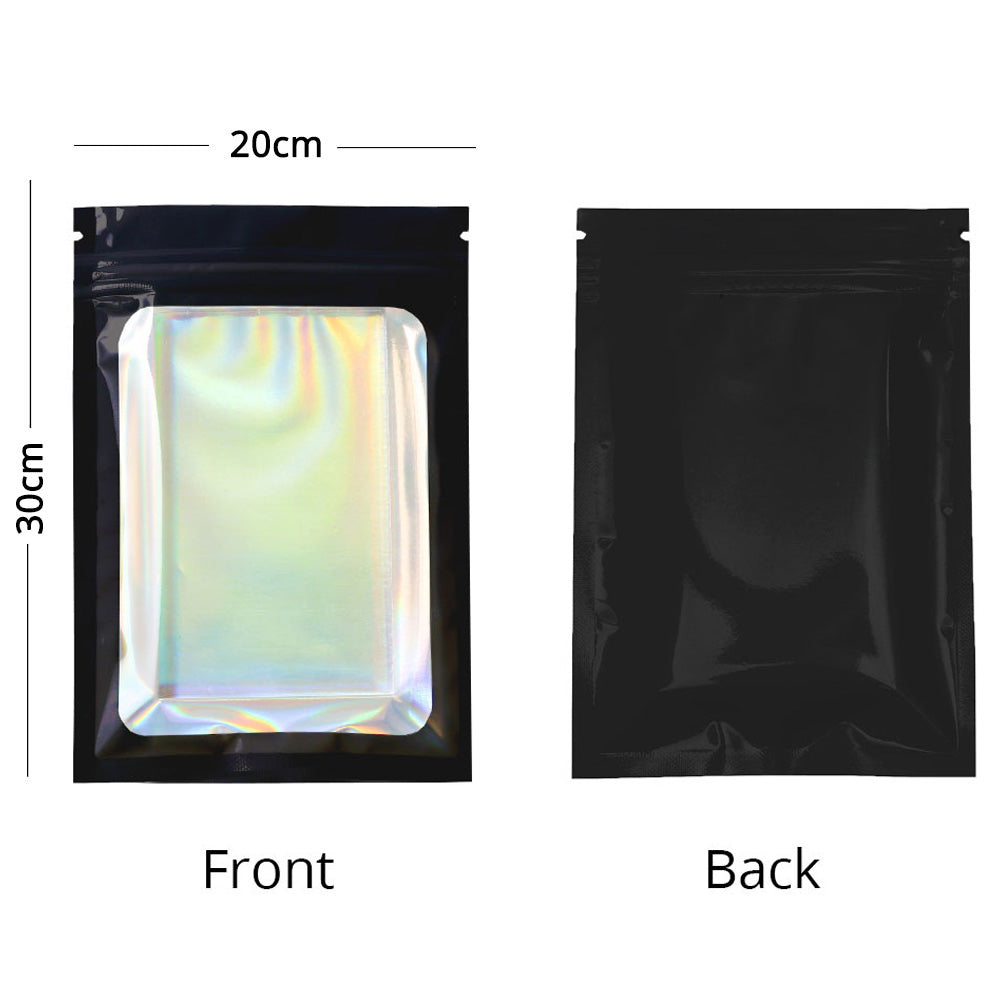 Glossy Plastic Seal Packaging Bag With Clear Window And Tear Notch Foil Flat Bottom Jewelry Travel Sample Storage Zipper Pouch