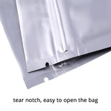 Multi-Size Tear Notch Heavy-Duty Silver Flat Aluminum Foil Self Sealing Pouch Food Snack Zip Lock Package Storage Bag