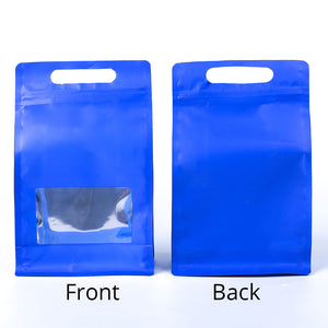 50Pcs/Pack Stand Up Bag With Hand Hole Matte Metallic Foil Mylar Plastic Doypack Food Nut Gift Packaging Zip Lock Storage Pouch