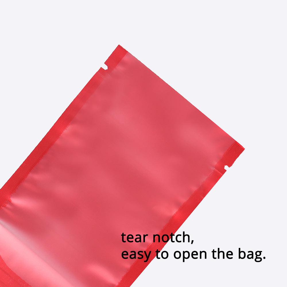 Vacuum Heat Seal Pouches Stand Up Smell Proof Matte Open Top Plastic Packaging Bags w/Clear Window & Tear Notch
