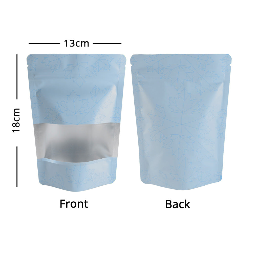Zip Lock Bag Matte With Frosted Window And Maple Leaf Pattern Aluminium Foil Stand Up Eco Sealed Storage Pouch