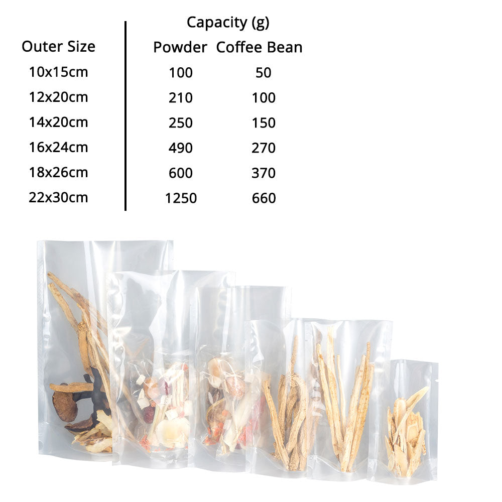 Stand Up Clear Open Top Vacuum Heat Sealing Coffee Herb Pouches Eco Plastic Mylar Packaging Bags