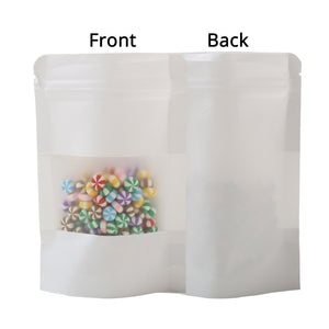 Heat Seal Kraft Paper Zipper Bag Custom Matte Stand Up Eco Reclosable Storage White Ziplock Bag With Window And Tear Notch