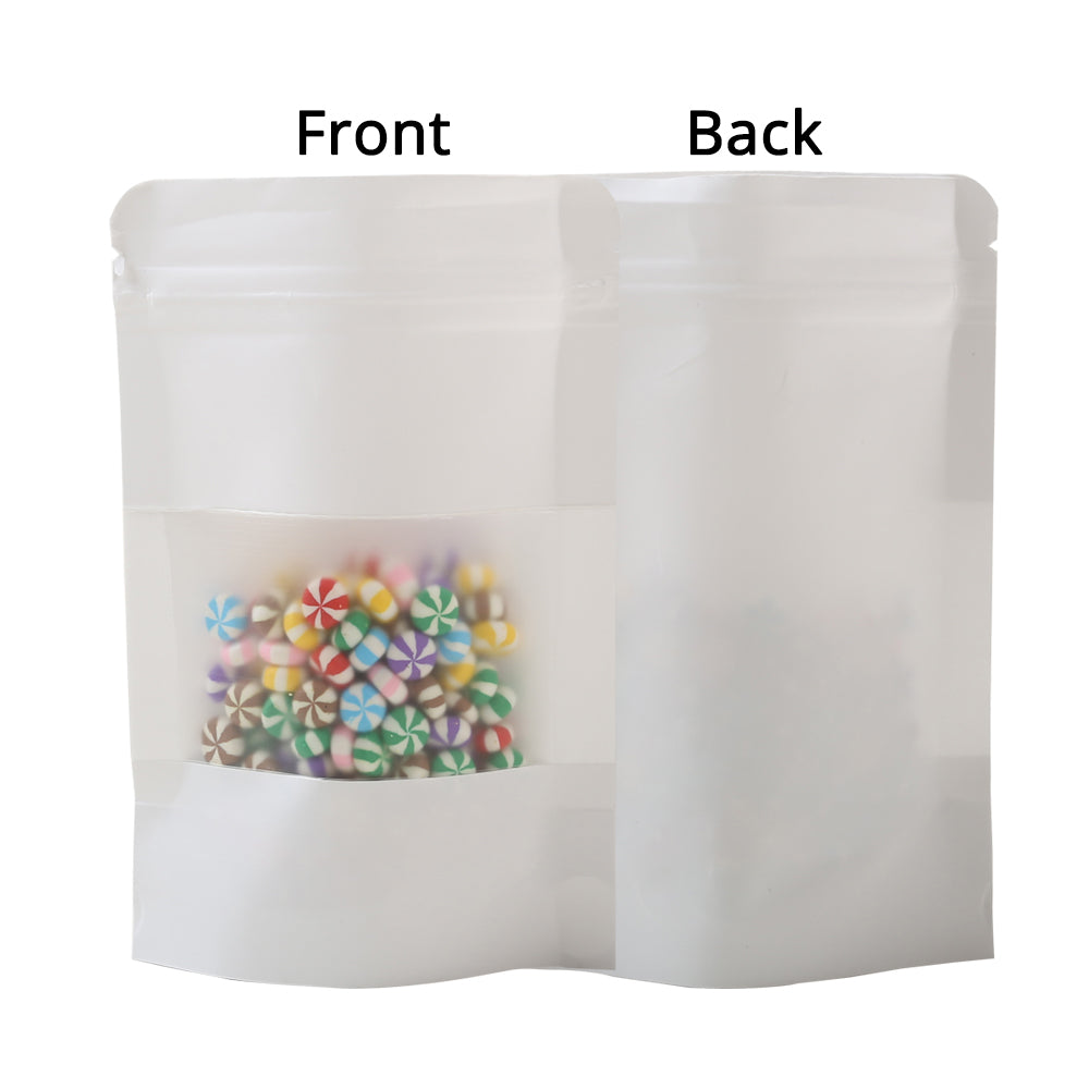 Custom Printed:Heat Seal Kraft Paper Zip Lock Bag Custom Matte Stand Up Eco Recyclable White Storage Zipper Bag With Window