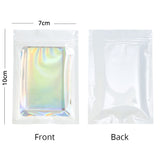 Glossy Plastic Seal Packaging Bag With Clear Window And Tear Notch Foil Flat Bottom Jewelry Travel Sample Storage Zipper Pouch