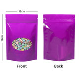 Custom Glossy Sealed Bag With Oval Clear Window And Tear Notch Metallic Foil Mylar Stand Up Household Storage Zip Lock Pouch