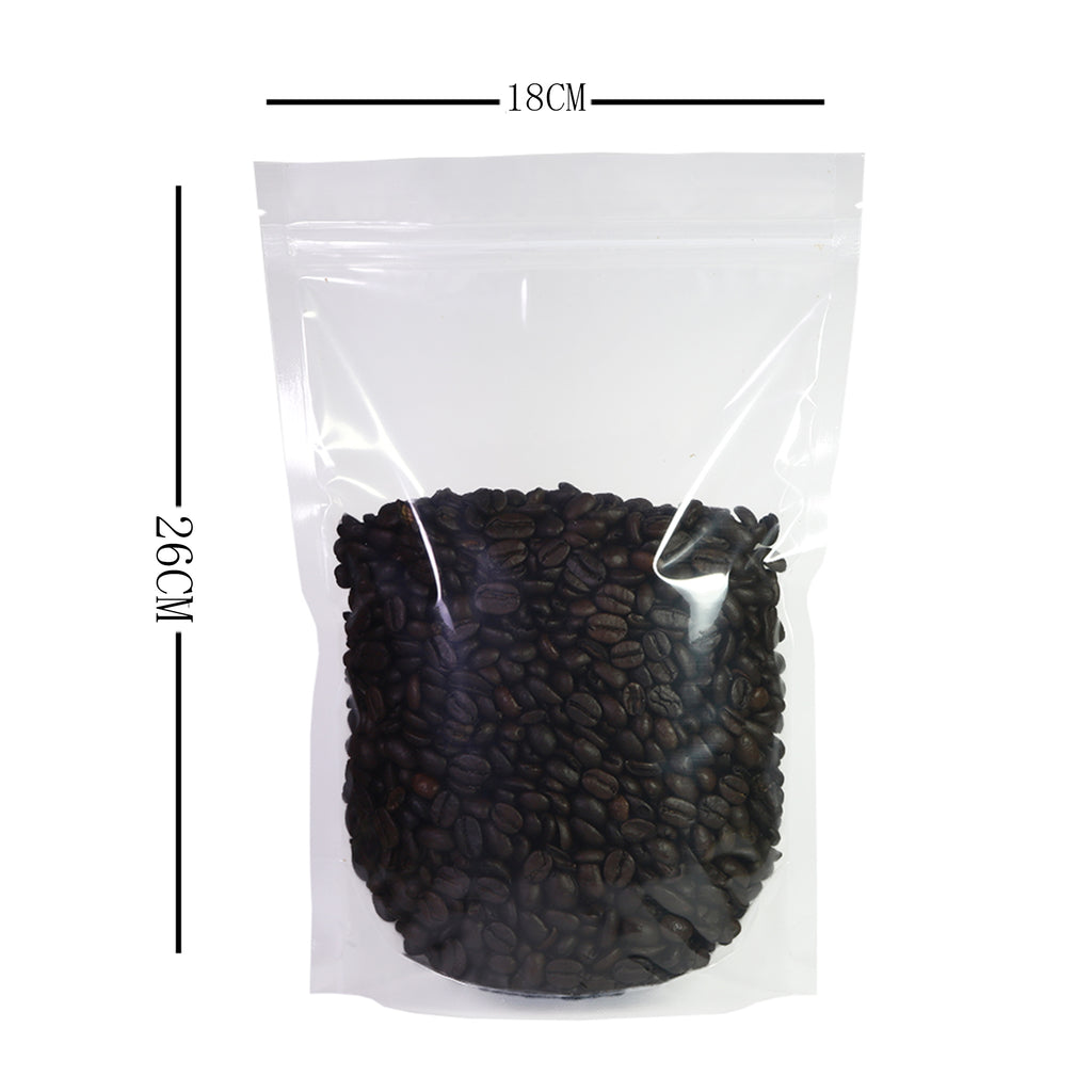 Glossy Clear Plastic Mylar Stand Up Packaging Bag Dry Follow Liquid Storage Reusable Eco Zip Lock Pouch