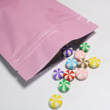 Various Sizes Thick Glossy Pink Reclosable Foil Mylar Tear Notch Zip Lock Flat Pouch Gift Storage Bag