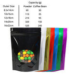 Custom Glossy Sealed Bag With Oval Clear Window And Tear Notch Metallic Foil Mylar Stand Up Household Storage Zip Lock Pouch