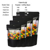 Custom Printed:Matte Black/ White With Frosted Window And Handle Hole Metallic Foil Stand Up Reusable Zipper Storage Bag