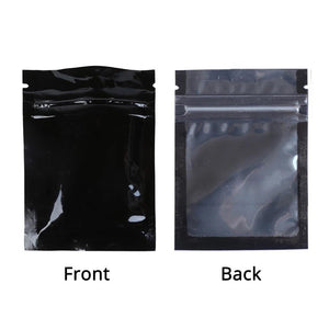6.5x9cm Glossy Tear Notch Flat Pouch Mylar Reclosable Small Plastic Black Zip Lock Packaging Bag