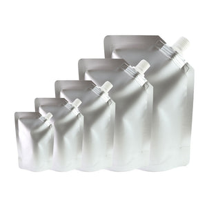 Variousizes Spout Silver Pouch With Funnel  Reseal Milk Liquid Drink Storage Bag Aluminium Foil Plastic Mylar Stand Up Bag