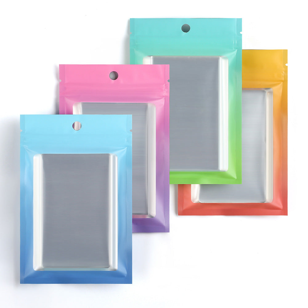 High Quality Matte Flat Bottom Seal Plastic Bag Metallic Foil  With Clear Window And Round Hole Storage Organizer Zipper Bag