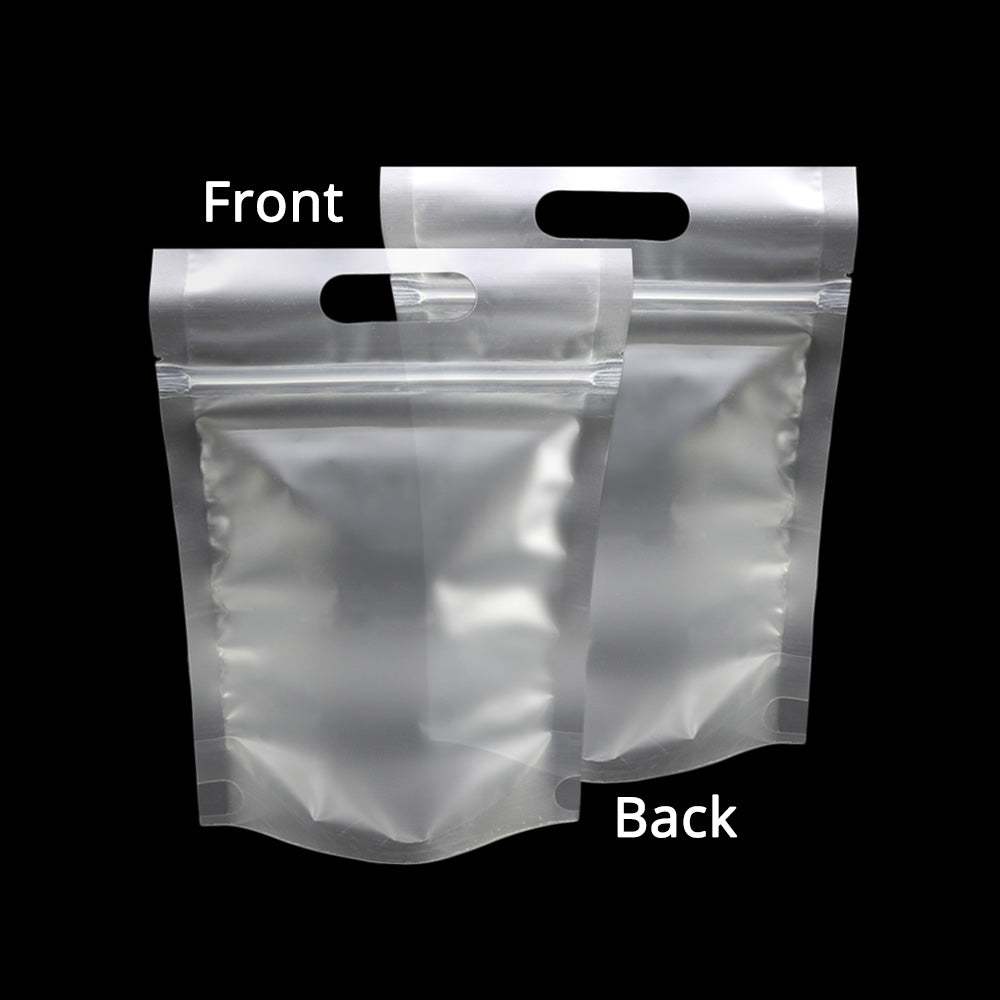 50Pcs/pack Matte Stand Up Frosted White Plastic Mylar Zipper Bag Food Coffee Storage Pouch Water And Smellproof W/Handle Hole
