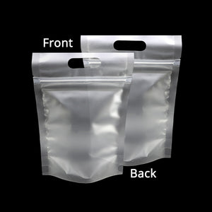 50Pcs/pack Matte Stand Up Frosted White Plastic Mylar Zipper Bag Food Coffee Storage Pouch Water And Smellproof W/Handle Hole