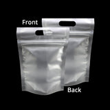 50Pcs/pack Matte Stand Up Frosted White Plastic Mylar Zipper Bag Food Coffee Storage Pouch Water And Smellproof W/Handle Hole