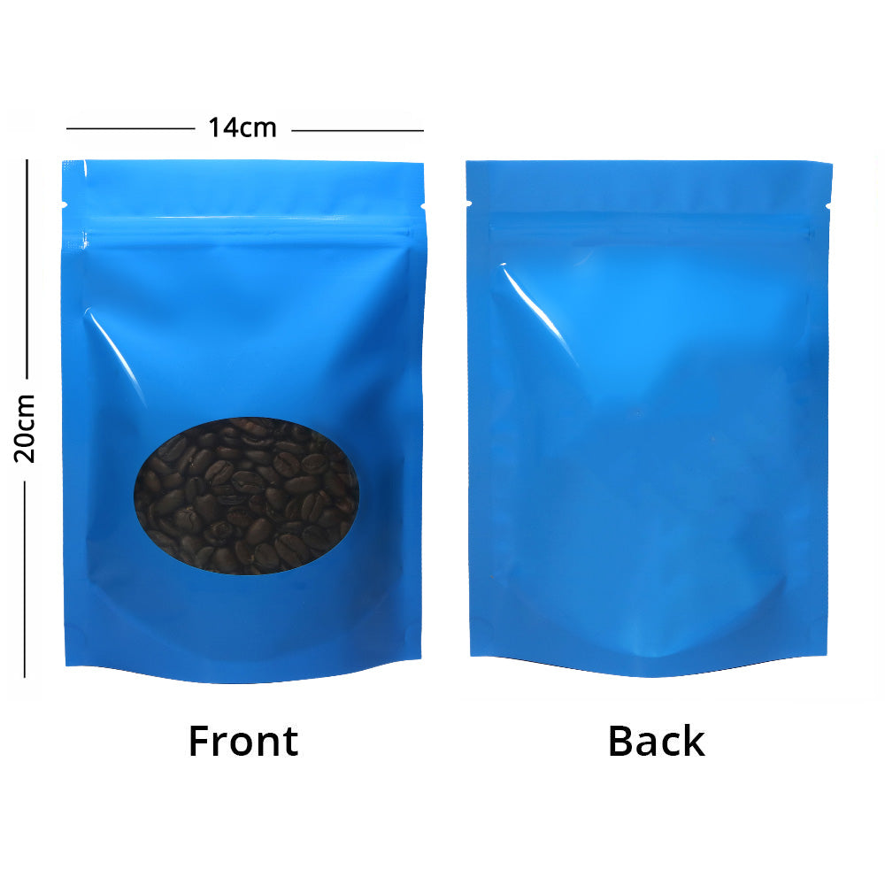 Custom Glossy Sealed Bag With Oval Clear Window And Tear Notch Metallic Foil Mylar Stand Up Household Storage Zip Lock Pouch