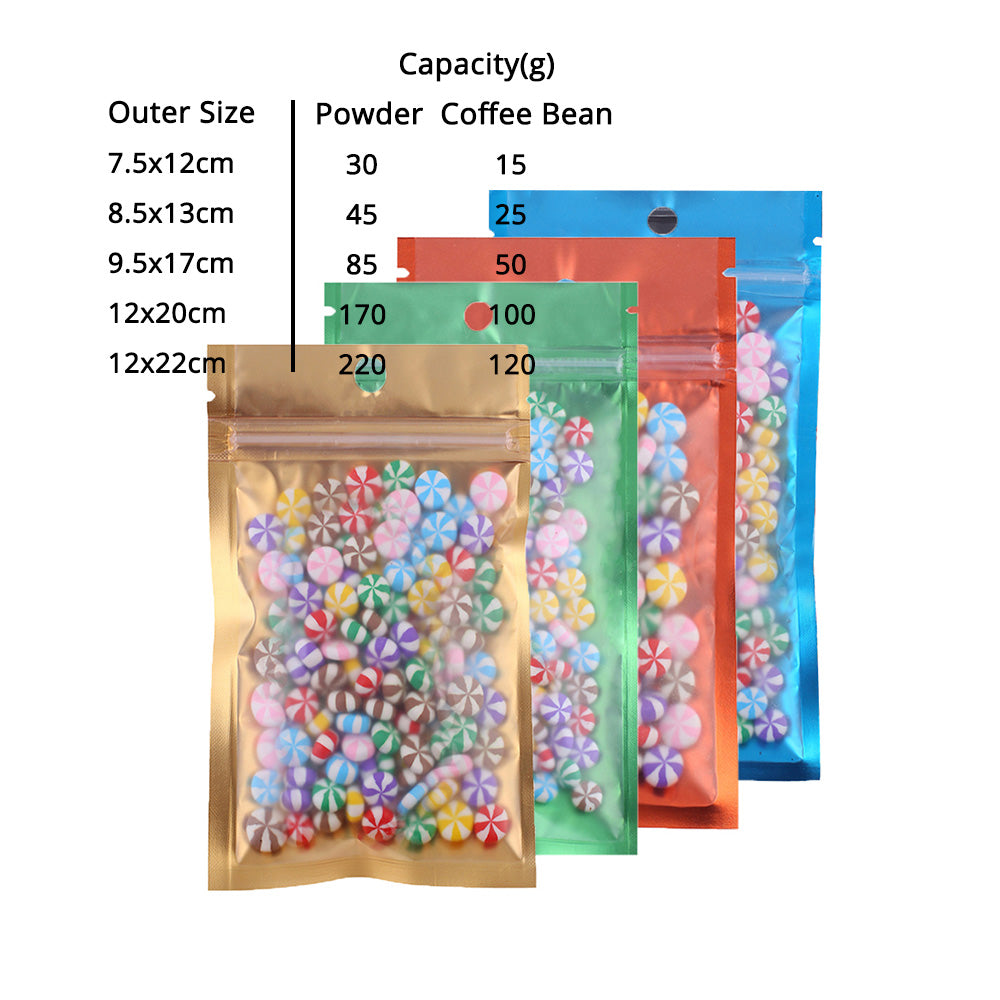 Multi-Size Reclosable Clear Mylar Zip Lock Package Bag Food Coffee Bean Storage Pouch W/Hand Hole