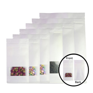 Zip Lock Bag Kraft Paper In Stock White With Frosted Window And Tear Notch Eco Biodegradable Wheat Cereal Storage Stand Up Pouch