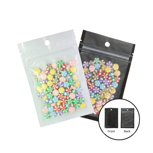 Recyclable Matte Tear Notch Clear Black/White Heat Seal Flat Zip Lock Pouch Bag With Hanging Hole