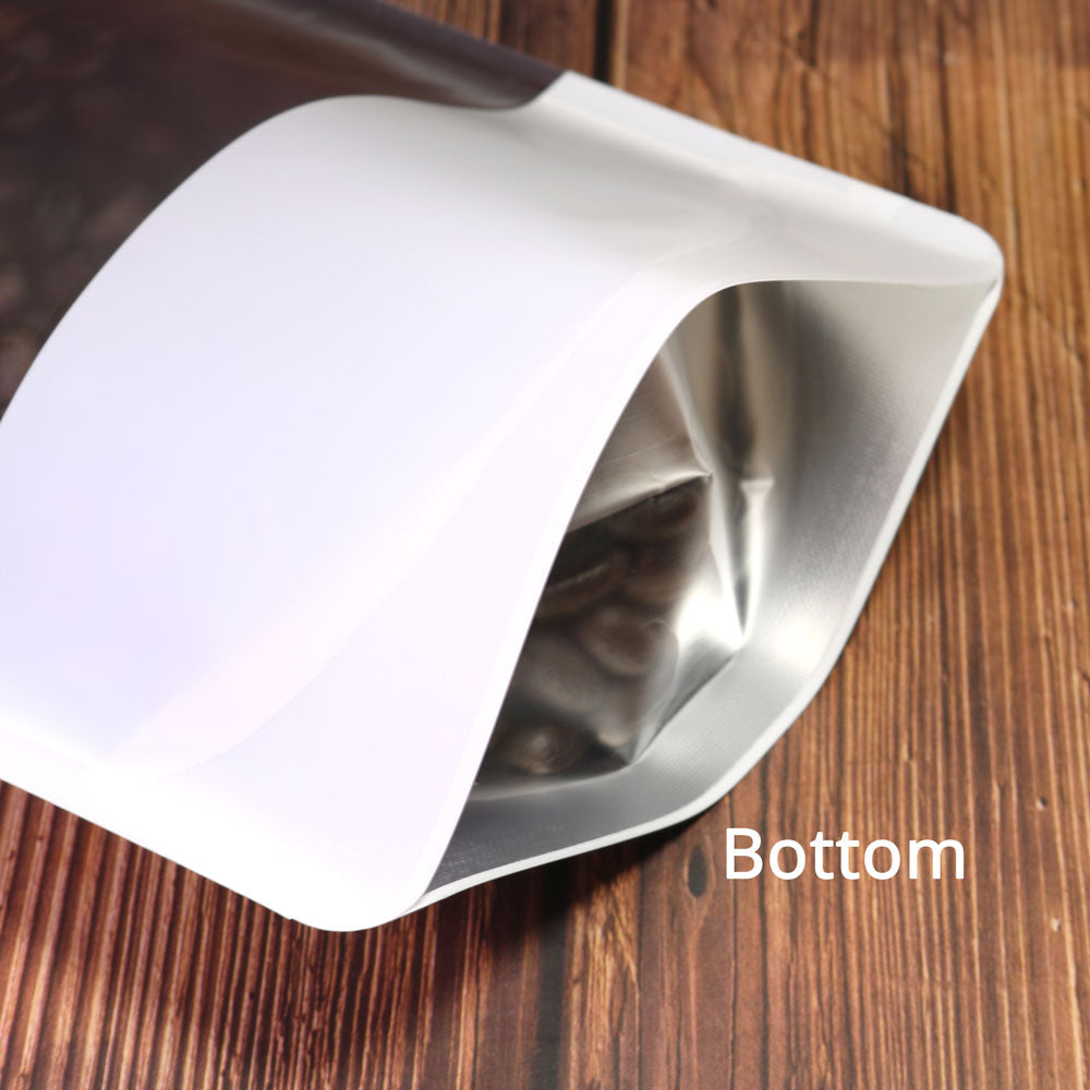 Custom Printed:Matte Black/ White With Frosted Window And Handle Hole Metallic Foil Stand Up Reusable Zipper Storage Bag