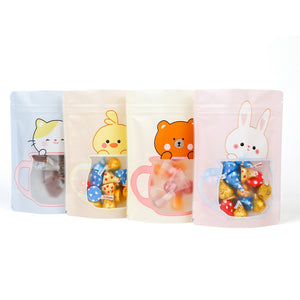 Lovely Gify Bag Variou Sizes And Colors Matte W/Frosted Window Plastic Mylar Stand Up Zipper Packaging Snack Candy Storage Bag