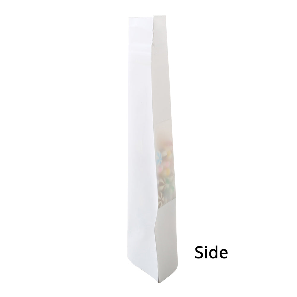 Heat Seal Kraft Paper Zipper Bag Custom Matte Stand Up Eco Reclosable Storage White Ziplock Bag With Window And Tear Notch