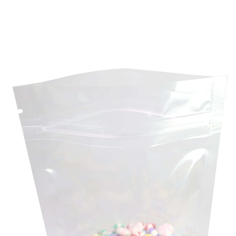 Glossy Clear Plastic Mylar Stand Up Packaging Bag Dry Follow Liquid Storage Reusable Eco Zip Lock Pouch