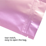 Various Sizes Thick Glossy Pink Reclosable Foil Mylar Tear Notch Zip Lock Flat Pouch Gift Storage Bag